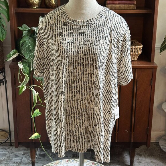 We The Free Bali Backpacker Tee Ecru Combo Medium Relaxed Fit Lightweight Knit - Picture 10 of 12